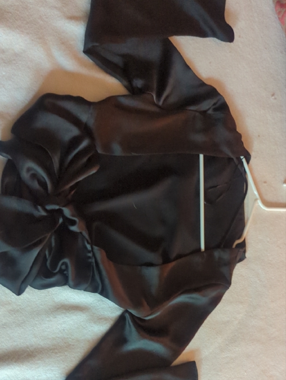 Zara Black Satin Long Sleeve Draped Top - Picture 3 of 4